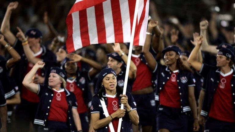 Dawn Staley Leads the American Team During the Opening Ceremony of the 2004 Olympic Games in Athens